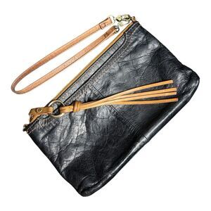 HOBO International Darcy Purse Black Leather Convertible Wristlet Mini Bag